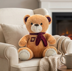 Classic Plush Teddy Bear with Cozy Scarf
