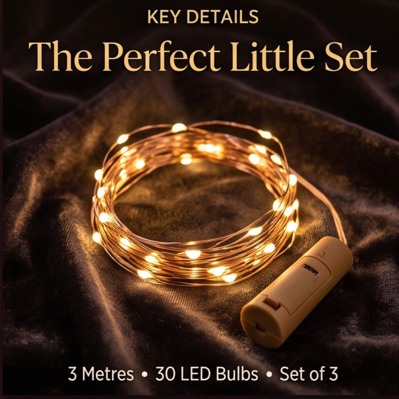 GlowNest – Warm White Bottle Fairy Lights (Set of 3)