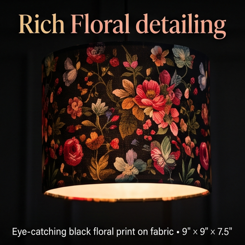 Bloom Noir – Black Floral Fabric Hanging Light