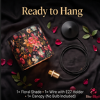 Bloom Noir – Black Floral Fabric Hanging Light