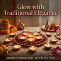 Diwali Decor Handpainted Clay Diyas (Set of 10)