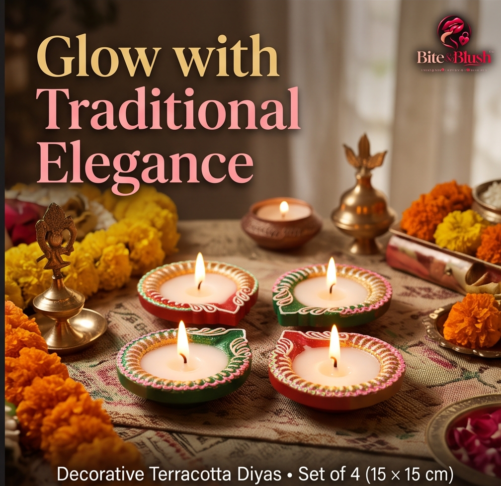 Diwali Decor Handpainted Clay Diya (Set Of 5)