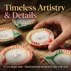 Decorative Handpainted Terracotta Diya with Wax (Set of 4)
