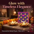 Decorative Metal Diya - Diwali Gift (Pack of 2)