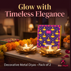 Decorative Metal Diya - Diwali Gift (Pack of 2)
