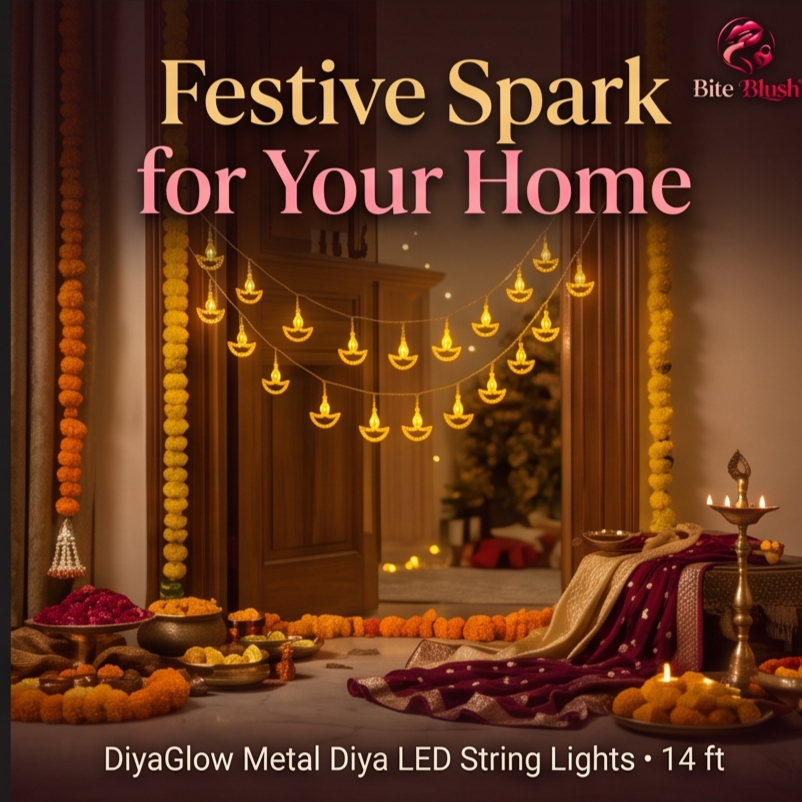 Warm White Metal Diya LED String Lights 14 LED 3 Meter