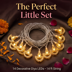 Warm White Metal Diya LED String Lights 14 LED 3 Meter
