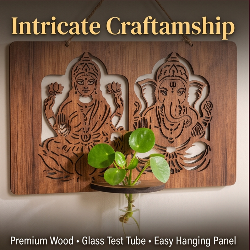 Laxmi Ganesh Wooden Planters - Set of 1